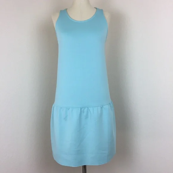 belle sky | Dresses | Aqua Blue Drop Waist Scuba Knit Dress | Poshmark